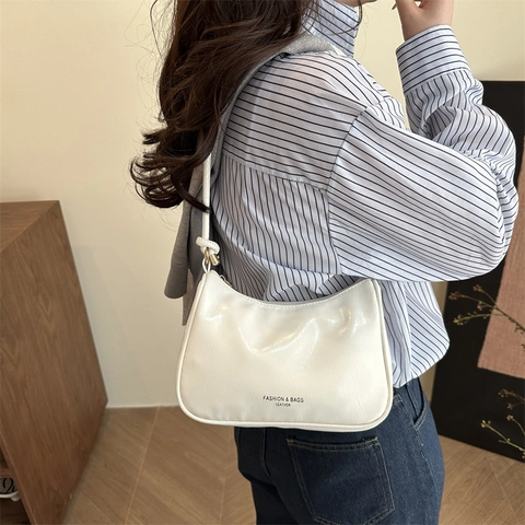 Bolso de Axila de Cuero PU Minimalista para Mujer Moda Francesa Retro Color Sólido Bolso Hobo Con Correa de Nudo Bolso de Hombro
