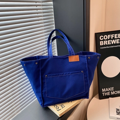 Mode Große Kapazität Damen Canvas Tote Tasche Urban Simple Umhängetasche Für Pendeln Schule Täglich Einfarbig Handtasche
