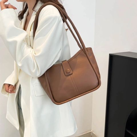 Bolso Tote de Cuero PU Retro para Mujer de Gran Capacidad Bolso de Hombro de Contraste para Conmutar Escuela Diario Moda Bolso de Mano de Color Sólido