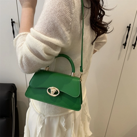 Bolso Bandolera de Cuero PU Vintage para Mujer Diseño de Lujo con Cierre en V Bolso de Hombro de Color Sólido a la Moda