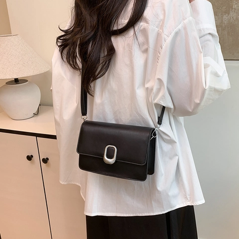Minimalist Korean Style Women Small Square Crossbody Bag Solid Color PU Leather Fashion Shoulder Bag For Daily Use