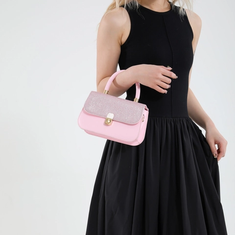 Fashion PU Leather Sequin Flap Small Square Bag For Women Elegant Solid Color Top Handle Shoulder Crossbody Bag For Party Daily