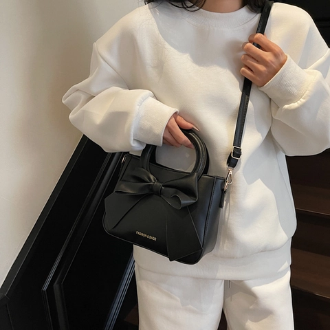 Sac à Main Femme Élégant en Cuir PU avec Nœud Sac Bandoulière Versatile Sac à Épaule Doux pour Femme Bureau Navettage