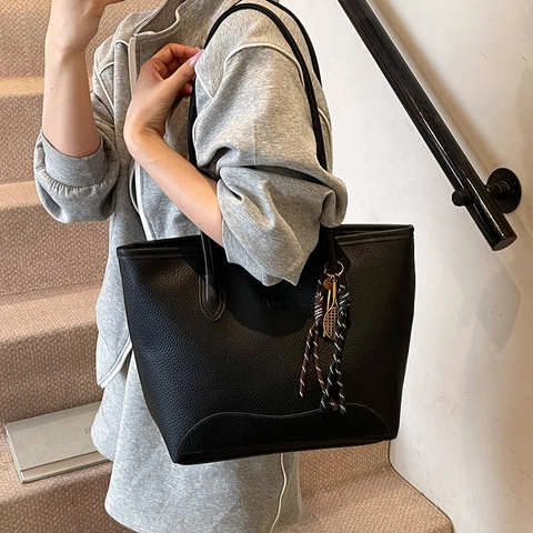 Borsa Tote Donna Retro Grande Capacità Nuova Moda Minimalista in Pelle PU Borsa a Tracolla Versatile Borsa da Lavoro