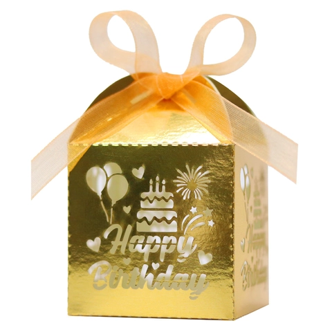 Laser Cut Happy Birthday Candy Box Pearl Paper Hollow Gift Box With Ribbon For Birthday Party Wedding Favors Decor