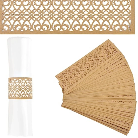 European Style Laser Cut Floral Heart Pattern Pearlescent Paper Napkin Rings Reflective Cardboard For Wedding Table Decor