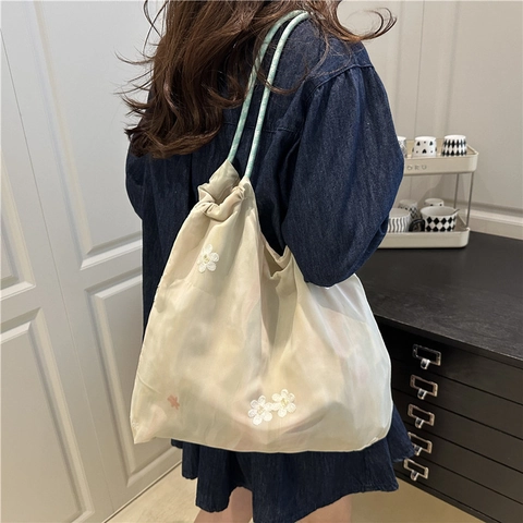 Bestickte Batik Tragetasche Leichte Polyester Schultertasche Für Damen Sommer Casual Daily Handtasche Ästhetisches Geschenk