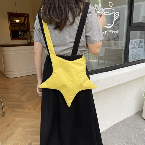 Fashion Star Shaped Crossbody Bag Polyester Stitching Detail Shoulder Bag Casual Versatile Streetwear Satchel Bag For Women