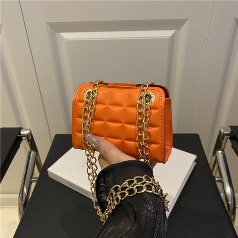 Bolso Bandolera Cuadrado Acolchado para Mujer Cuero PU Mini Bolso de Hombro con Cadena Color Sólido Moda Pequeño Bolso Cuadrado