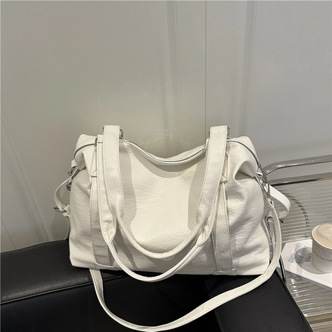 Sac Cabas de Grande Capacité en Cuir PU pour Femmes Minimaliste Urbain Sac à Bandoulière Décontracté Sac de Voyage à Main