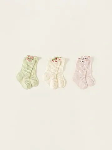 Chaussettes en Coton Respirant à Maille Douce pour Filles Lot de 3 Paires Lapin Chat Mignon Été Mince Chaussettes