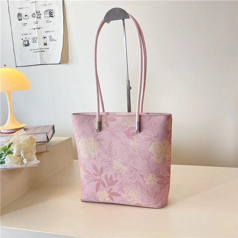 Damen Tote Bag Mit Blumenmuster Große Kapazität PU Leder Umhängetasche Elegante Handtasche Mit Blumenmuster Für Den Alltag