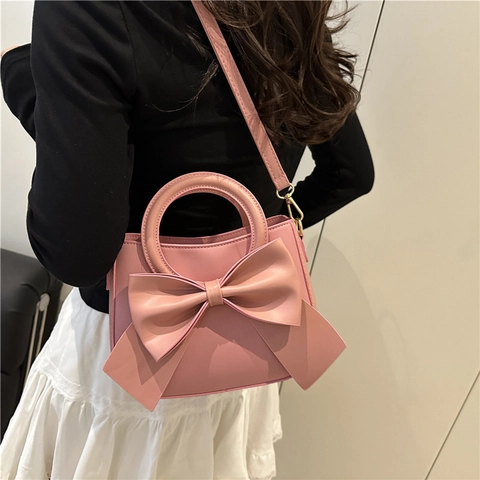 Damen Süß Schleife Beuteltasche Mode PU Leder Umhängetasche Mit Großer Schleife Handtasche Schultertasche Für Alltag Dating Elegante Handtasche