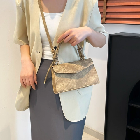 Vintage PU Leder Farbverlauf Umhängetasche Für Damen Mode Knoten Griff Umschlag Handtasche Retro Schultertasche Casual Alltag