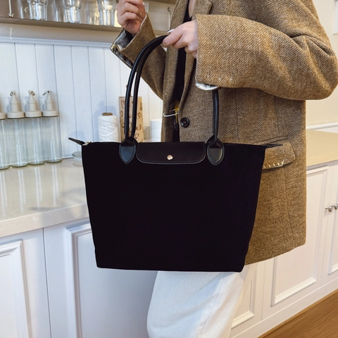 Women Large Capacity PU Leather Tote Bag Casual Soft Shoulder Bag For Office Commute Classic Flap Design Shopping Handbag