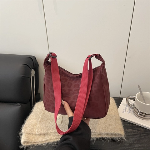 Borsa Hobo Donna Retro Con Stampa Leopardata Effetto Scamosciato Tracolla Casual Leggera Versatile Moda Tote Borsa a Mano