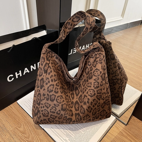 Borsa Tote Leopardata da Donna in Pelle PU Grande Capacità Borsa a Spalla Moda Pendolare Borsa Hobo Viaggio Borsa Casual