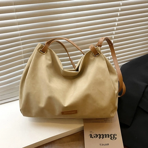 Borsa Tote da Donna in Pelle PU Retro Fashion Grande Capacità Minimalista Borsa a Tracolla da Pendolare Con Spalline Regolabili