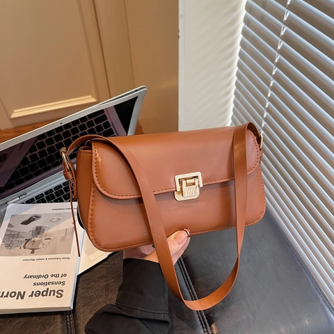 Minimalistische Retro Damen PU Leder Umhängetasche Vintage Achselhöhle Quadratische Tasche Mit Metallschloss Pendeltasche