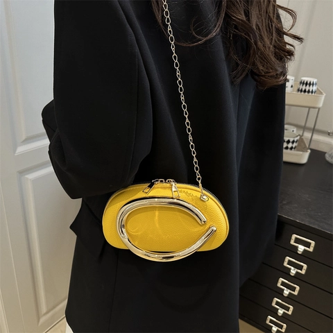 Women Luxury Evening Clutch Bag PU Leather Litchi Texture Metal Handle Gold Chain Strap Crossbody Bag Party Wedding Handbag