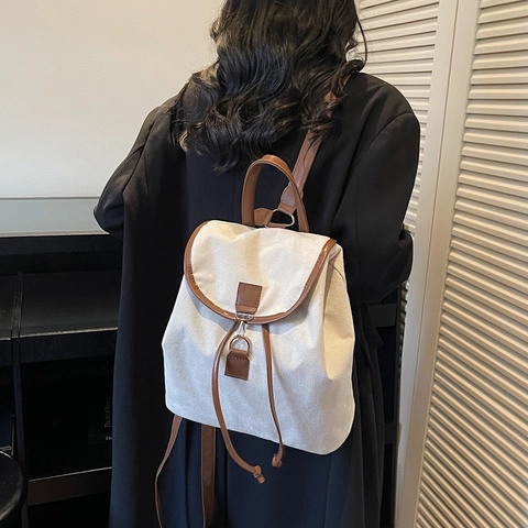 Zaino da Donna in Camoscio Vintage con Coulisse Retro Casual Urban Fashion Grande Capacità Resistente all'Usura Borsa a Spalla