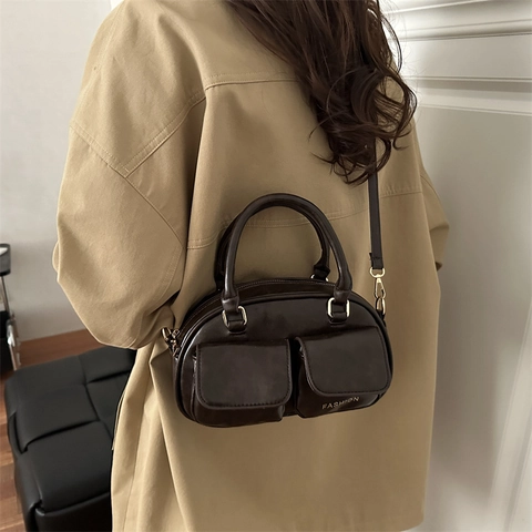 Retro PU Lederen Underarm Schoudertas Voor Vrouwen Mode Dubbele Zak Grote Capaciteit Commuting Tote Bag Rits Sluiting