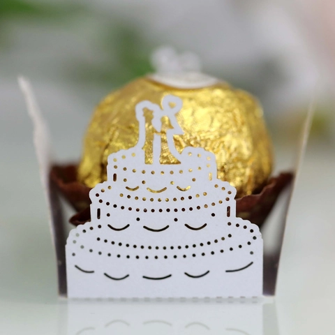 Laser Cut Hollow Paper Chocolate Wrappers Wedding Cake Silhouette Candy Decor For Birthday Party Wedding Favor Decorations