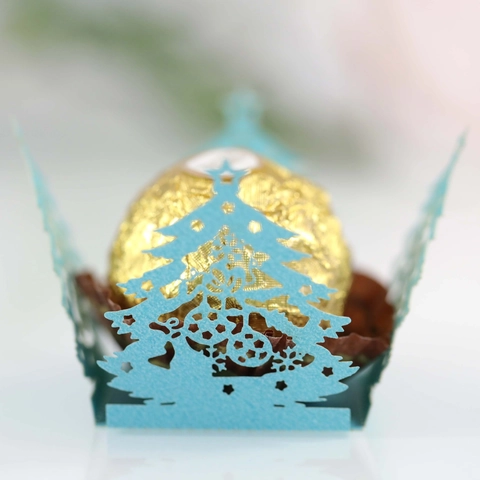 Emballages de Chocolat Sapin de Noël Découpés au Laser Papier Nacré Boîte à Bonbons Évidée Décoration de Table de Fête