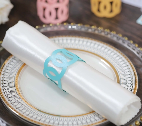 Ronds de Serviette en Papier Perlé Coupés au Laser Style Européen Design Cercle Géométrique Décoration Table Mariage Banquet