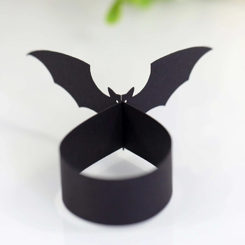 Halloween Bat Napkin Rings Laser Cut Pearl Paper Napkin Buckle For Party Hotel Restaurant Table Decor Black Orange
