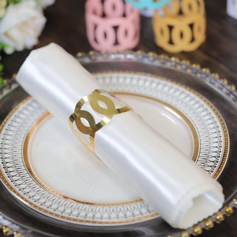 Ronds de Serviette en Papier Perlé Coupés au Laser Style Européen Design Cercle Géométrique Décoration Table Mariage Banquet
