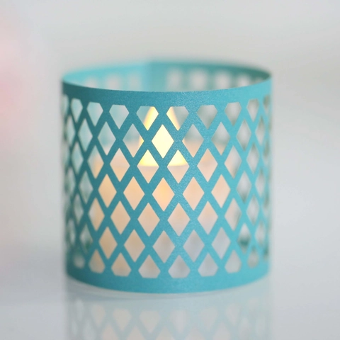 Paralume per Candela in Carta Intagliata a Laser Modello Geometrico a Griglia per Decorazione Matrimonio Festa Casa