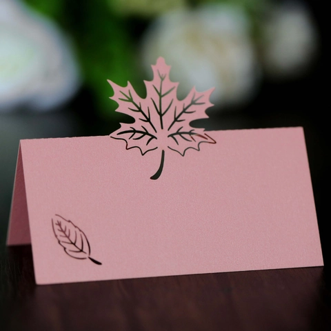 Laser Cut Maple Leaf Hollow Place Cards European Style Paper Table Name Cards For Wedding Banquet Party Event Decorations