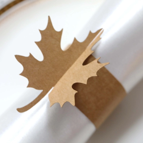 Portatovaglioli in Carta a Foglia di Acero Taglio Laser Carta Perlata per Decorazione Tavola Autunno Giorno del Ringraziamento Matrimonio