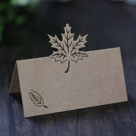 Laser Cut Maple Leaf Place Cards For Thanksgiving Wedding Party Table Decoration Pearlescent Paper Hollow Name Cards