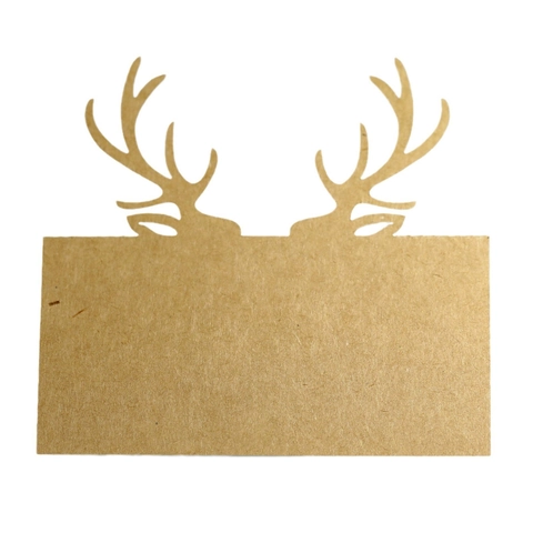 Marque-places de Table Design Renne Ajouré Découpé au Laser Cartes de Siège de Noël Décoration de Mariage Papier Kraft Perlé