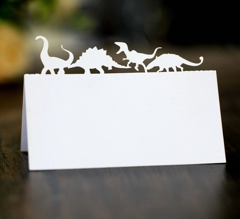 Dinosaur Laser Cut Hollow Place Cards Cartoon 3D Seating Cards Tent Fold Table Name Tags For Kids Birthday Party Wedding Decor