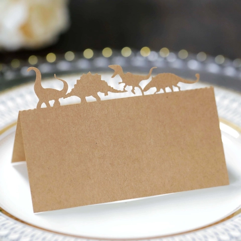 Dinosaur Laser Cut Hollow Place Cards Cartoon 3D Seating Cards Tent Fold Table Name Tags For Kids Birthday Party Wedding Decor