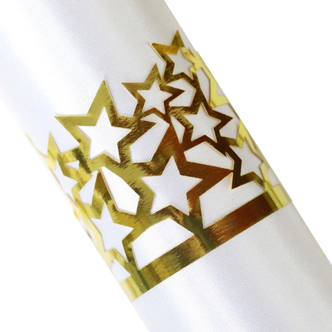 Laser Cut Star Hollow Pearlescent Paper Napkin Rings Decorative Serviette Holders For Wedding Banquet Hotel Table Decor