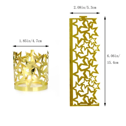 Laser Cut Star Hollow Pearlescent Paper Napkin Rings Decorative Serviette Holders For Wedding Banquet Hotel Table Decor