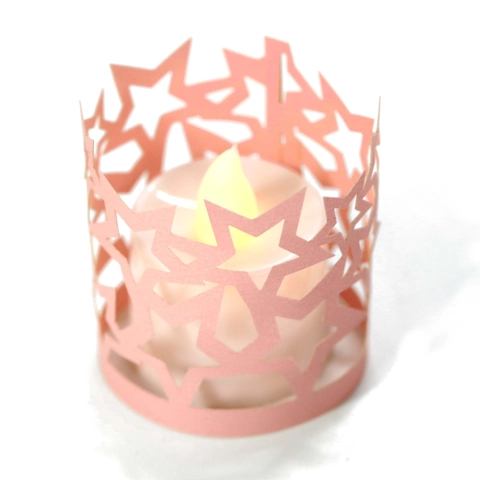 Abat-jour en Papier Étoile Ajouré Découpe Laser pour Bougie Électronique Support LED Mariage Noël Fête Décoration