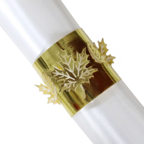 Maple Leaf Napkin Ring Reflective Paper Hollow Out Napkin Buckle For Wedding Party Table Decoration Thanksgiving Festive Decor