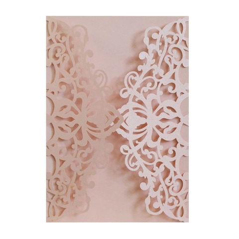 Elegant Laser Cut Hochzeitseinladungen Perlpapier Hohl Blumen Design Einladungskarten Hüllen Für Hochzeit Brautdusche Geburtstag Party