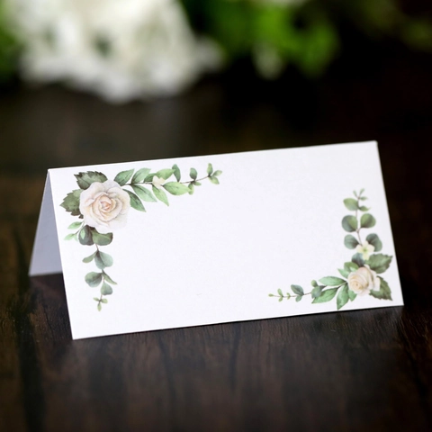 Marque-places en Papier Nacré Européen avec Imprimé Floral de Rose Cartes de Table pour Mariage Banquet Fête Décoration