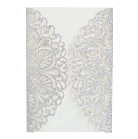 European Laser Cut Wedding Invitation Cards Glitter Paper Hollow Mandala Lace Design For Party Engagement Celebration Decor