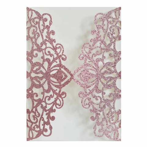 Laserschnitt Glitzerpapier Hochzeit Einladungskarten Hüllen Europäischer Stil Hohles Blumenmuster Party Bankett Einladungscover