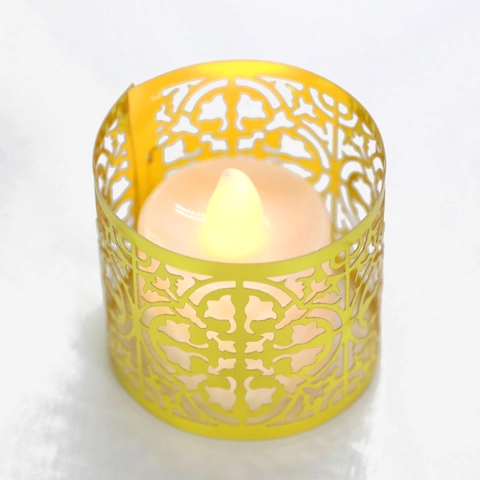 Laser Cut Paper Votive Candle Wrap Hollow Floral Pattern Wedding Party Atmosphere Electronic Candle Holder Decoration Lampshade