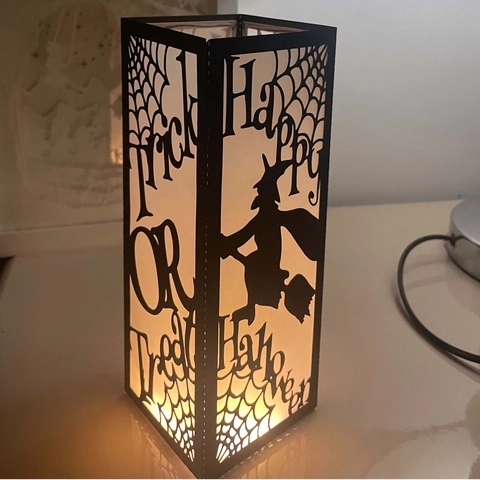 Halloween Paralume di Carta Taglio Laser Nero Ragnatela Strega Silhouette Copri Candela Lanterna Decorativa per Festa Casa