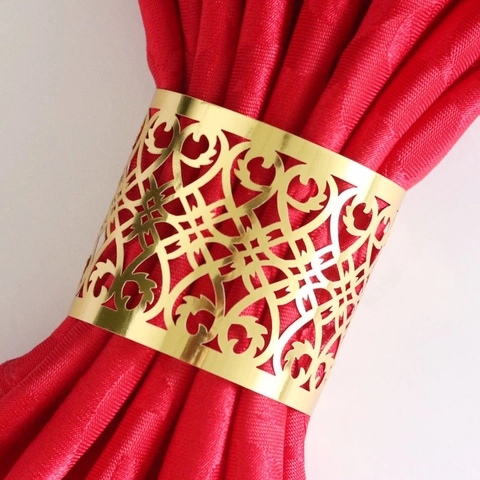 Laser Cut Pearlescent Paper Napkin Ring European Retro Floral Mirror Effect Table Decor For Wedding Banquet Party