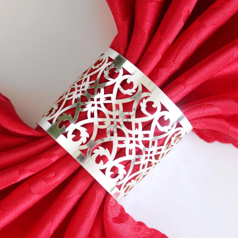 Elegant Laser Cut Pearl Paper Napkin Ring Hollow Out Vine Heart Pattern For Wedding Banquet Party Table Decoration